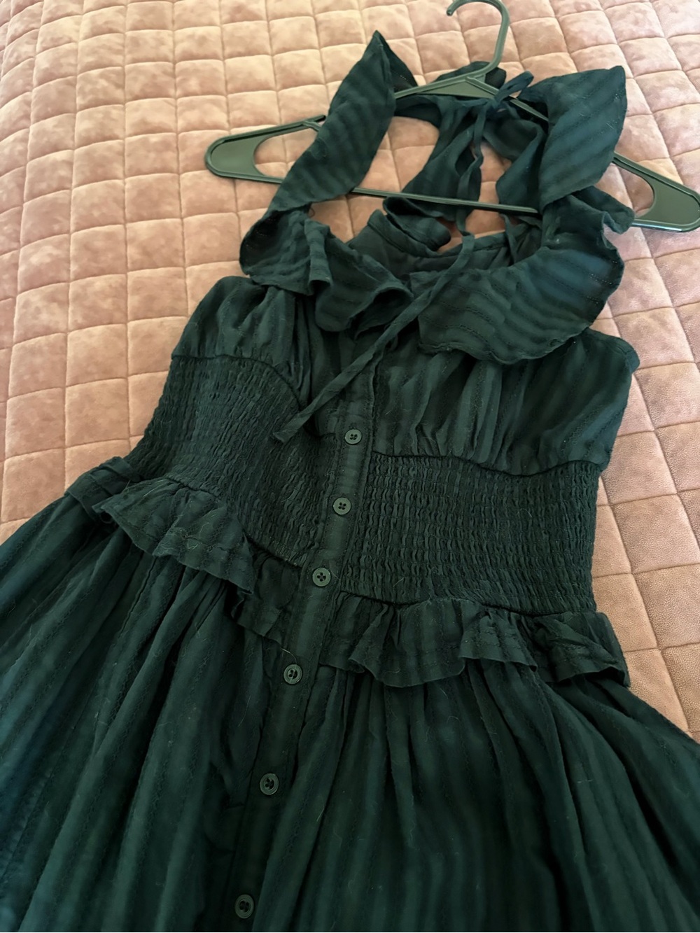 Black Ruffled Halter Dress